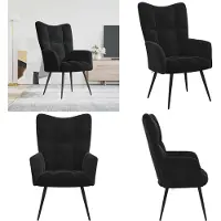 vidaXL Fauteuil Relax en velours noir - Fauteuil Relax - Fauteuil - Fauteuils - Fauteuil Relax