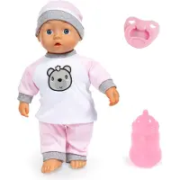 Bayer 93602AA - Kiss Baby Doll avec fonction de baiser et sons, poupée interactive avec corps doux, poupée fonctionnelle avec tétine et biberon