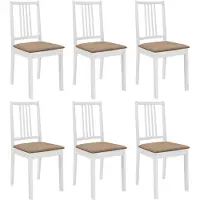 vidaXL Chaises de salle à manger avec coussins 6 pcs. Blanc Massif - Chaises de salle à manger