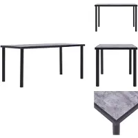 vidaXL Table de salle à manger noir et gris béton 160 x 80 x 75 cm MDF - Tables de salle à manger