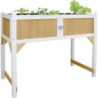 Axi Table De Culture En Bois Avec Bac & Voile De Jardin | Potager Sur Pied / Jardinière En Marron & Blanc