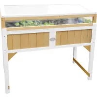 Axi Table De Culture En Bois Avec Bac & Voile De Jardin | Potager Sur Pied / Jardinière Avec Serre En Marron & Blanc