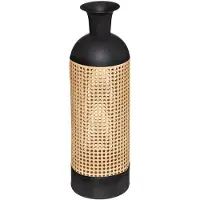 Atmosphera VASE CANNAGE MÉTAL ET BOIS 60CM