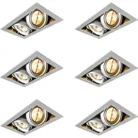QAZQA Ensemble de 6 spots encastrables acier AR111 orientables 2 lumières - Oneon