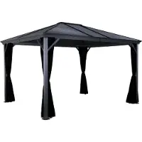 Sojag Aluminium Pavillon Ventura en métal Pavillon de jardin Cabane de jardin Plancher non disponible Tonnelle de jardin 8,76 m² Toit en croupe