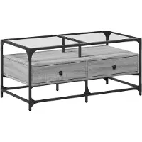 vidaXL Table basse avec plateau en verre brun imitation chêne 98,5x50x45cm acier