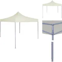 vidaXL Tente de réception professionnelle pliable 2×2 m acier crème - Pavillons & Tentes de réception
