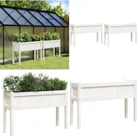 vidaXL Jardinières 2 pcs avec pieds blanc bois de pin massif