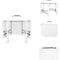 vidaXL Tente de jardin avec rideaux 360x312x265 cm Blanc 180 g/m² - Pavillons & Tentes de réception