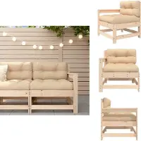 vidaXL Chaise de jardin avec coussin en bois massif de pin - Éléments de canapé de jardin