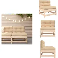 vidaXL Canapé central avec coussin pin massif - éléments de canapé de jardin