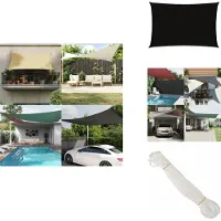 vidaXL Voile d'ombrage Oxford Rectangulaire 2x4 m Noir - Parasols & Protection solaire