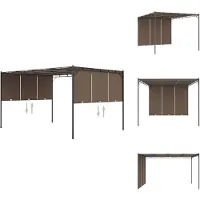 vidaXL Pavillon de jardin avec rideau latéral 4x3x2,25 m Taupe - Pavillons & Tentes de réception
