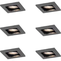 QAZQA Ensemble de 6 Spots Encastrables Modernes Gris Canon de Fusil GU10 50mm Rond Inclinables - Qure