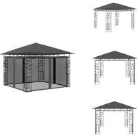 vidaXL Pavillon avec moustiquaire 3x3x2,73 m Anthracite 180 g/m² - Pavillons & Tentes de réception