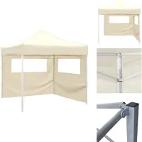vidaXL Tente pliante à 2 parois 3 x 3 m Blanc crème - Pavillons & Tentes de réception