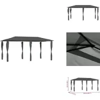 vidaXL Pavillon avec couvertures de poteaux 3x6x2,6 m Anthracite 160 g/m² - Pavillons & Tentes de réception