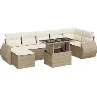 vidaXL Ensemble de jardin canapé 8 pièces avec coussins Beige Poly Rattan