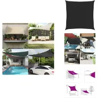 vidaXL Voile d'ombrage 160 g/m² Noir 3,6x3,6 m HDPE - Parasols & Protection solaire