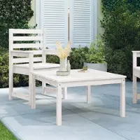 The Living Store Table de jardin blanche 82,5x82,5x45 cm pin massif