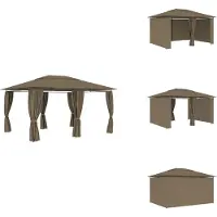 vidaXL Tente de jardin avec rideaux 4x3 m Taupe 180 g/m² - Pavillons & Tentes de réception