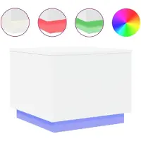 The Living Store Table basse avec lampes LED Blanc 50x50x40 cm