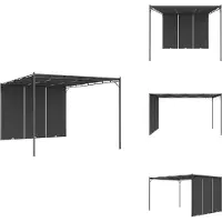 vidaXL Pavillon de jardin avec rideau latéral 4x3x2,25 m Anthracite - Pavillons & Tentes de réception
