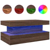 The Living Store Table basse avec lampes LED brun imitation chêne 90x50x40 cm