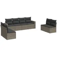 The Living Store Ensemble de jardin canapé 8 pièces avec coussins Gris Poly Rattan