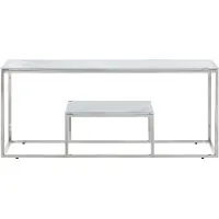 The Living Store Table basse argentée Acier inoxydable et verre trempé