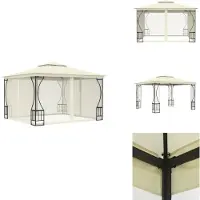 vidaXL Pavillon avec filet 300x300x265 cm Crème - Pavillons & Tentes de réception