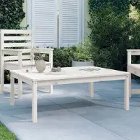 The Living Store Table de jardin blanche 121x82,5x45 cm pin massif