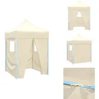 vidaXL Tente de réception professionnelle Pliable avec 4 parois latérales 2×2m Acier Crème - Pavillons & Tentes de réception