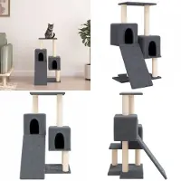 vidaXL Arbre à chat avec sisal Colonnes à griffer Gris foncé 82 cm - Arbre à chat - Tour à chat - Meubles pour chats