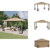 vidaXL Pavillon avec parois latérales & double toit 3x4 m Taupe - Pavillons & Tentes de réception