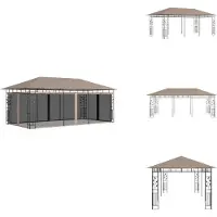 vidaXL Pavillon avec moustiquaire 6x3x2,73 m Taupe 180 g/m² - Pavillons & Tentes de réception