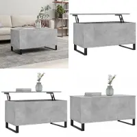The Living Store Table basse gris béton 90x44,5x45 cm Bois composite