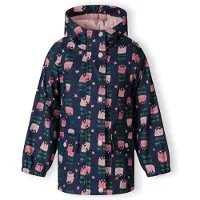 MINOTI Manteau de pluie doublé et imperméable , bleu foncé, pour filles - Veste de pluie pour enfants avec capuche et motif tulipes