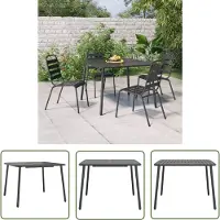 The Living Store Table de jardin anthracite 100x100x71 cm Acier