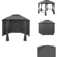 vidaXL Pavillon de jardin avec rideaux Hexagonal 360x265 cm - Pavillons & Tentes de réception