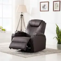 The Living Store Fauteuil à bascule de massage en similicuir marron