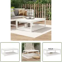 The Living Store Table de jardin blanche 121x82,5x45 cm pin massif