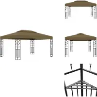 vidaXL Pavillon avec double toit 3x4 m Taupe 180 g/m² - Pavillons & Tentes de réception