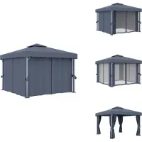 vidaXL Pavillon avec rideau 3x3 m Anthracite Aluminium - Pavillons & Tentes de réception