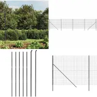 vidaXL Clôture grillagée Anthracite 1,4x10 m Acier galvanisé - Clôture grillagée - Clôture de jardin - Grillage métallique