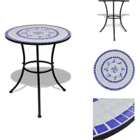 vidaXL Table de bistrot bleu et blanc 60 cm Mosaïque - Tables de jardin