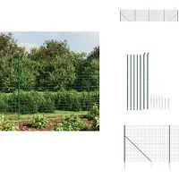 vidaXL Clôture grillagée avec douilles de sol Vert 2,2x10 m - Panneaux de clôture