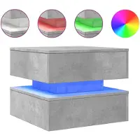The Living Store Table basse avec lampes LED gris béton 50x50x40 cm