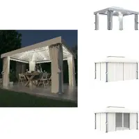 vidaXL Pavillon avec rideaux & guirlandes lumineuses LED 4x3 m Blanc crème - Pavillons & Tentes de réception