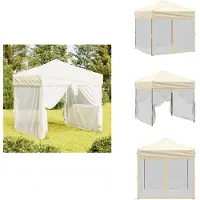 vidaXL Tente de réception pliante avec parois latérales Crème 2x2 m - Pavillons & Tentes de réception